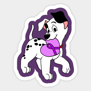 Dalmatian with purple Awareness ribbon Sticker